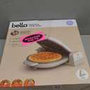 bella Flip-n-Store Waffle Maker with EverGood Ceramic Nonstick Coating, Fits-anywhere Kitchenware, Power Indicator Light, Cool Touch Handle & Cord Wrap, 7 Wide & 1" Deep Plates, 1000 Watt, Oatmilk