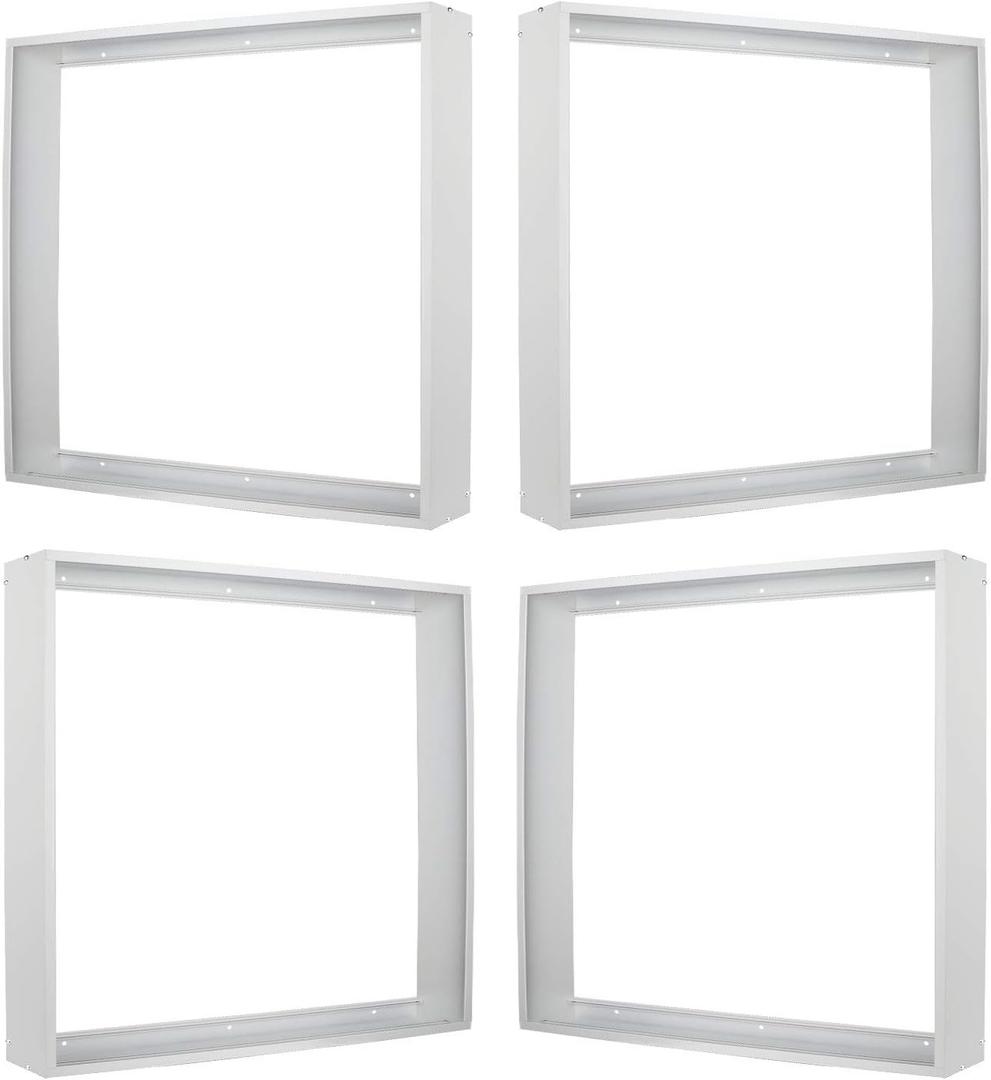 2x2FT Surface Mount Kit, 4 Set Aluminium Surface Mounting Bracket Kit, 2' by 2' Ceiling Mount Frame, for 24"x24" LED Flat Panel Light, Drop Ceiling Troffer Light Fixtures (Pack of 4)