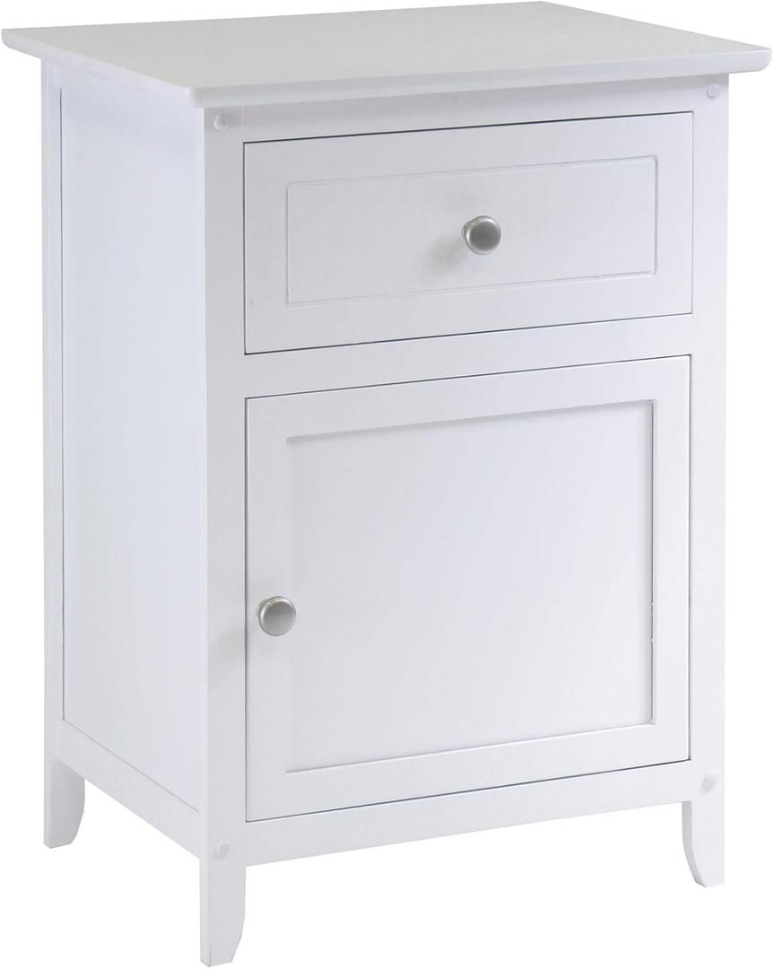 Winsome Eugene Accent Table, Classic Small Bedside Table for Bedroom, Sturdy Nightstand with Storage, Convenient Furniture for Couch Side, Living Room, Entryway (18.90"W x 14.96"D x 25"H, White)