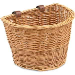ProSource Wicker Bike Basket Front Cargo for Women and Men, Fits Most Bicycles, Beach Cruisers, Stationary Equipment, and Ebikes, Light Brown