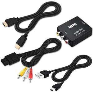 COMeap AV to HDMI Converter, N64 AV Cable for Nintendo 64 / Gamecube/Super Nintendo SNES, RCA to HDMI Converter with USB Power and HDMI 4K Cable, Support TV with RCA or HDMI Input 6FT(1.8M)