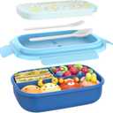 OZONOG Bento Box for Kids, Bento Lunch Box for Girls & Boys,3-Compartment Non-BPA Lunch Container with Utensils, Microwave & Dishwasher Safe, Ideal for Meal Prep & School (blue)