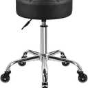 KKTONER Fashion Nine-Grid Salon Stool with Wheels 3.15-inch Thick Cushion Height Adjustable Swivel Stool Chair Smooth Gliding for Tattoo Facial Massage Spa (Black)