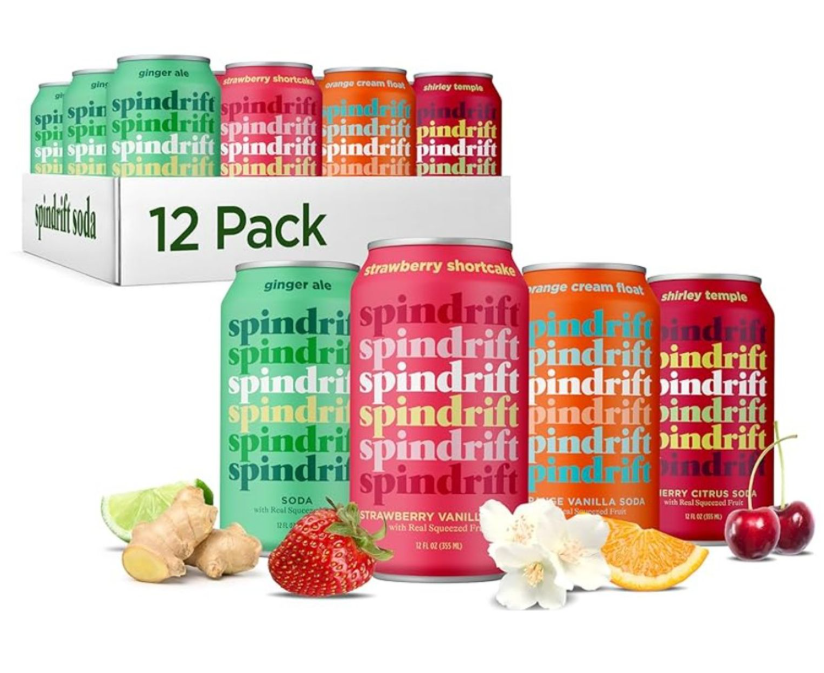 Spindriift Sparkling Flavored Water Variety Pack, Made With Real Squeezed Fruit, 12 Fl Oz Cans (Pack Of 12) (BB: 06/02/2026)