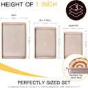 HONGBAKE Baking Sheet Pan Set of 3, Cookie Sheets for Oven, Nonstick Half/Quarter/Jelly Roll Pans with Diamond Texture Pattern, 0.8mm Thick Heavy Duty Cookie Tray, Champagne Gold