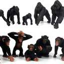 FUNSHOWCASE 10 Gorilla and Chimpanzees African Jungle Animals Toy Figure Realistic Plastic Figurine Playset