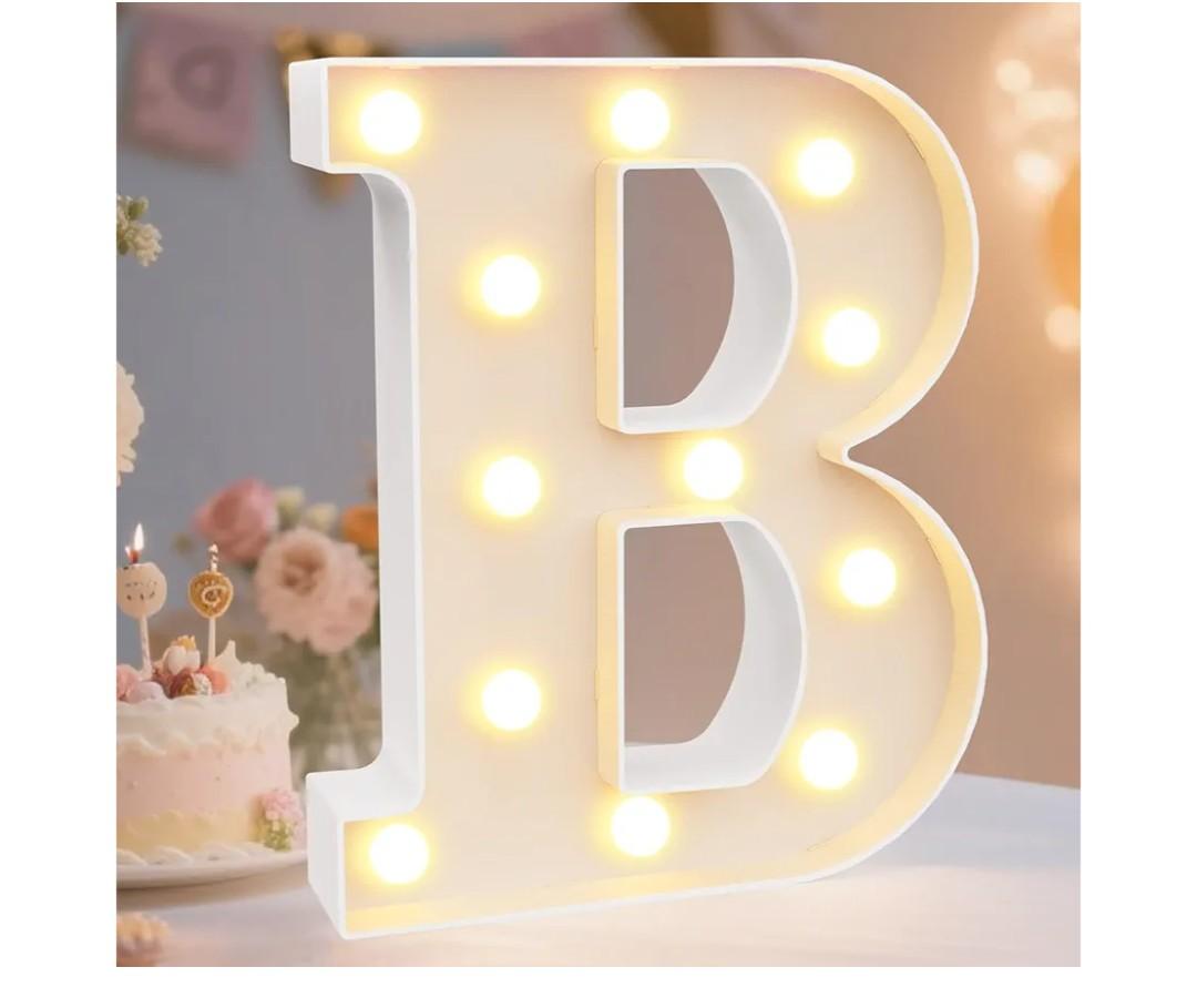 ENSHUI Colorful Light Up Letters Marquee Letter Lights, LED Letters with Lights, Battery Powered Auto Color Changing Lighted Letter Signs for Party, Birthday, Table, Wall Decoration, Christmas Gift B, Set of 2