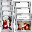 Qunclay 8 Pcs Silver Picture Frames Bulk Small Glitter Glass Photo Frame for Tabletop Display Wedding Birthday Christmas Gifts, Bling Edge, Horizontally or Vertically(4 x 6 Inch)
