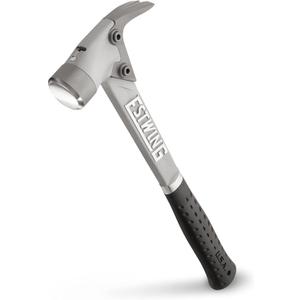 ESTWING AL-PRO Aluminum Framing Hammer - 14 oz Straight Rip Claw with Smooth Face & Shock Reduction Grip - ALBK , Black