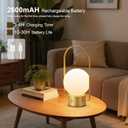 Cordless Portable Table Lamp, Gold 2600mAh Rechargeable Battery Operated Lamp, Stepless Dimming Touch Light, Small Bedside Nightstand Light for Bedroom Living Room Shelf Decor