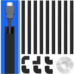 142in Black Cord Hider, Delamu Black Cord Covers for Wires on Wall, One-Cord Cable Hider, Wire Hider Wire Covers for Cords on Wall, Easy Set up Cable Cover Raceway, L15.7 W0.59 H0.4in