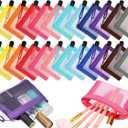 Jexine 24 Pcs Mini Zipper Mesh Bags Lipstick Cosmetic Accessories Organizer Nylon Makeup Zipper Pouch Small Cosmetic Bag for Purse Beauty Mesh Travel Pouch for Women(4 x 3 Inch,Bright Color)