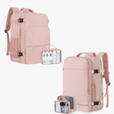 Backpack (Pink & Pink), Flight Approved Personal Item Travel Backpack, Carry On Backpack with Multi-Pockets, College Bag, Hiking Waterproof Backpack, Business Backpack with USB Charging Port