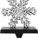 Hxezoc Black Snowflake Christmas Stocking Holder 3D Crystal Snowflake Metal Mantel Stocking Hanger for Christmas Fireplace Mantel Decorations Xmas Holiday Supplies
