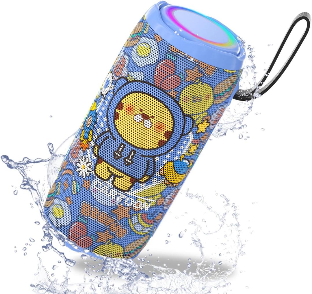 Portable Bluetooth Speaker with Lights, IPX5 Waterproof, Stereo Sound Loud, Small Wireless Speaker , TWS Pairing, BT5.320H Long Playtime, for Home/Party/Beach/ Outdoor, White Elephant Gifts (Blue)