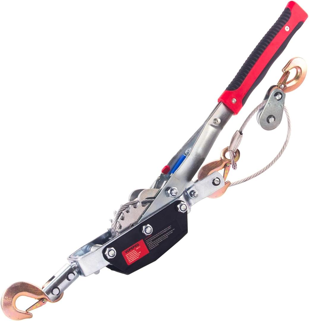 Come Along Winch,5 Ton Capacity Portable Power Puller with 11.5FT Steel Cable,Heavy Duty Come Along Tool with Dual Gears,3 Hooks,Hand Winch Tool