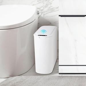 TIPGO Automatic Motion Sensor Bathroom Trash Can with Lid, 2.6 Gallon Touchless Trash Bin, Smart Garbage Can Plastic Slim Wastebasket for Bedroom, Office, Dorm (Black)