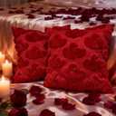 Valentines Pillow Covers 18x18 Inch Set of 2,Red Heart Pillow Covers Soft Plush Faux Fur Valentines Day Decorations (Double Heart)