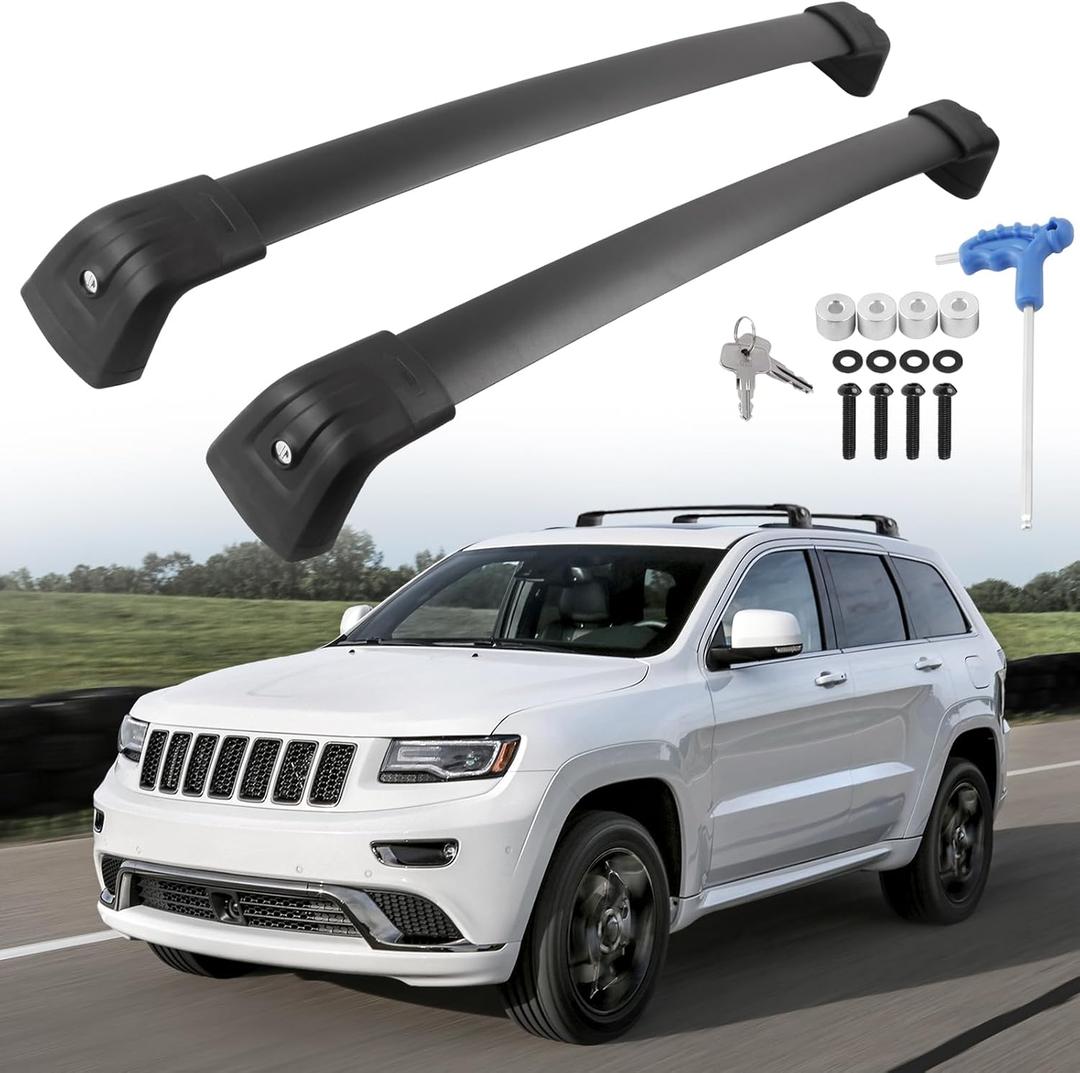 220lbs Upgraded Grand Cherokee Roof Rack Cross Bars Compatible with Grand Cherokee Altitude & SRT & Trackhawk with Roof Black Moldings 2011-2021, Heavy Duty Aluminum Anti-Corrosion Crossbars