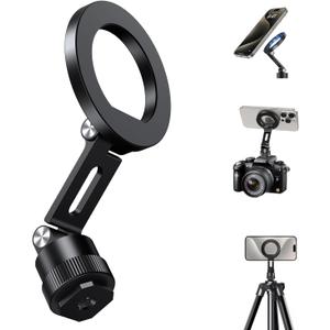 elitehood Magnetic Phone Tripod Mount for Magsafe, Aluminum iPhone Tripod Mount Adapter with 1/4 Screw, Cold Shoe Phone Holder for Camera, Compatible with iPhone 16/15/14/13 Series
