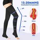 Thigh High Medical Compression Stockings For Women & Men,15-20 mmHg Thigh High Compression Socks,Firm Graduated Support Hose with Silicone Dot Band-Ideal for DVT,Varicose Veins,Edema,Swelling (Medium, Open Toe Black)