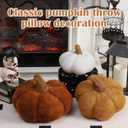 Wonderjune 3 Pcs Pumpkin Pillows Modern Fall Home Decorative Plush 3D Pumpkin Shaped Pillows Rustic Farmhouse Cushion for Halloween Thanksgiving Autumn Home Sofa Couch Bed Decor Gift(Maillard Color)
