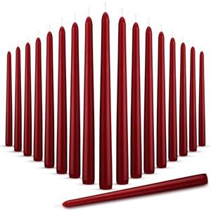 Nuanchu 100 Pcs Taper Candles 10 Inch (H) Dripless Tapered Smokeless Long Tall Unscented Dinner Candle for Household Wedding Party Home Decor Candlesticks, Long Burning (Wine Red)