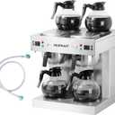 NUPANT Dual Drip Commercial Coffee Maker with Water Line 200 Cup/H 7.2L Auto-Filling Drip Coffee Maker Machine with 4 Carafes & 4 Warmers Stainless Steel Pour over Double Coffee Brewer for Restaurant