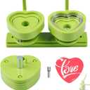 Heart-Shaped Button Mold, 57mm/2.24 inch, Green Resin, Slide Rail Button Maker Machine Compatible Green