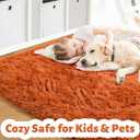 Amdrebio Burnt Orange Area Rugs 9x12 for Living Room Bedroom, Large Fluffy Fuzzy Shaggy Furry Rug for Kids Room Decor Aesthetic, Big Cute Plush Shag Dark Orange Carpet for Classroom Playroom Nursery
