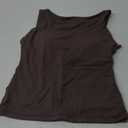 SUUKSESS Women Padded Open Back Boat Neck Tank Tops Double Lined Basic Shirts (Medium, Brown)