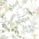 Erfoni 16.9" x197" Modern Floral and Birds Wallpaper Flower Removable Peel and Stick Wallpaper for Bedroom Decorative Self Adhesive Wall Paper Boho Floral Leaf Contact Paper for Accent Walls Covering (Grass Green)