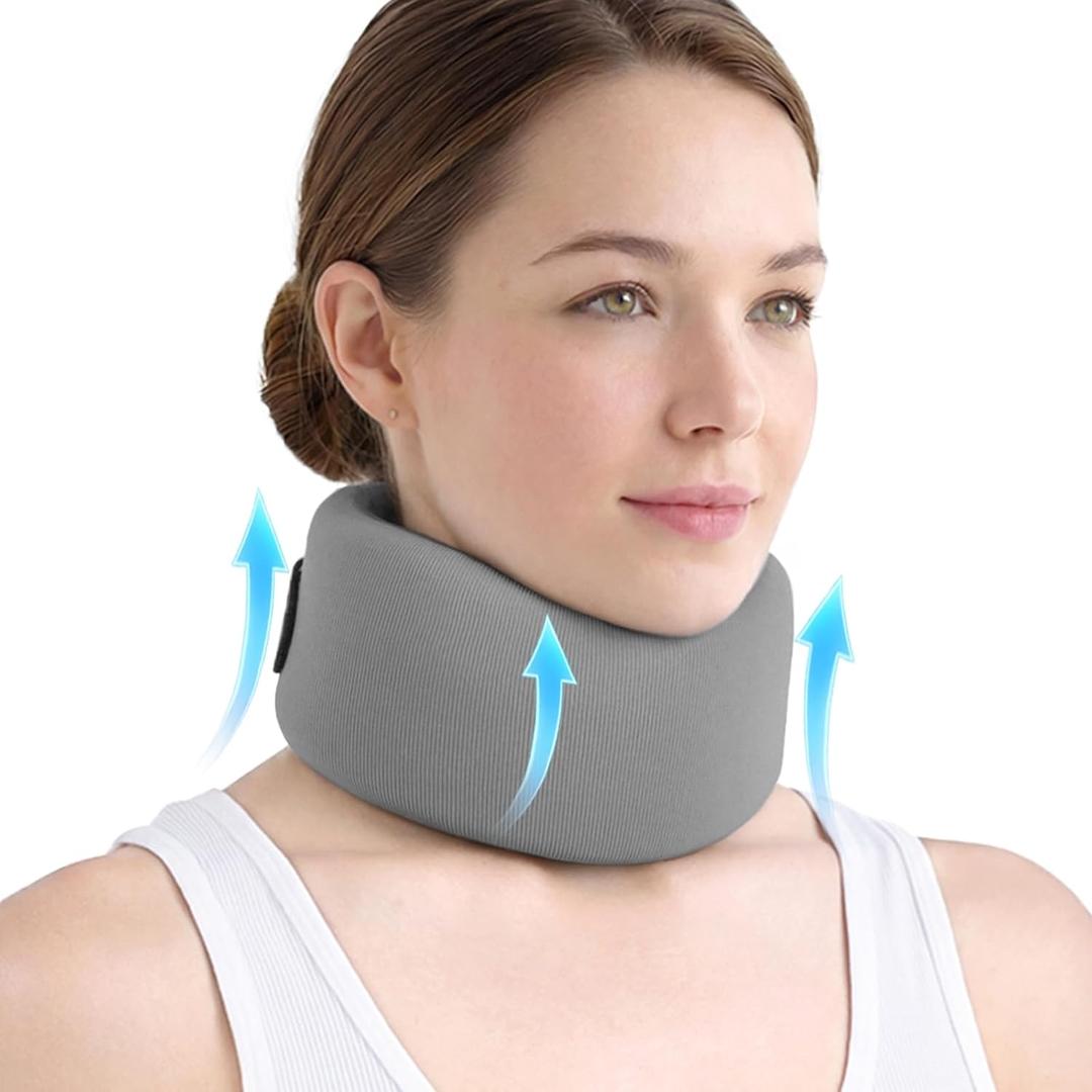 Neck Brace - Memory Foam Neck Brace for Neck Pain and Support, Adjustable Cervical Collar Keep Vertebrae Stable, Relief of Cervical Spine Pressure, Ideal for Travel, Workers & Neck Injury Recovery