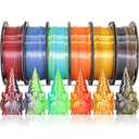 MIKA3D 5 Spools Bicolor Dual Color 1.75mm 3D Printer Filament Bundle, 3D Printing Silk PLA, Silk Black-Red/Purple-Green/Blue-Green/Red-Gold/Gold-Copper/Black-Orange, 3D Printing PLA 250g X 6 Spools