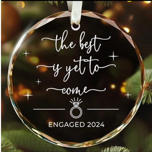 Pack Of 2 SUCHAGIFT Engagement Gifts for Couples - Gifts for Newly Engaged Couples - Happy Engagement Ornaments for Her, Bride, Bride to Be - Glass Ornament