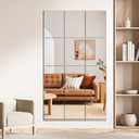 TRAHOME Wall Mirror Tiles, 16"x12"x12PCS Full Length Home Gym Mirror for Garage, Bedroom, Living Room, Over The Door