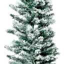 7.5 ft Flocked Pencil Christmas Tree with Lights Artificial Slim Tall Skinny Christmas Tree Snow Flocked Pine for Home Office Holiday Xmas Decoration
