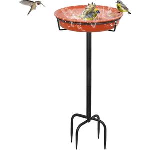 35.5In Freestanding Birdbaths Bowl Outdoor, Standing Garden Bird Bath Bird Feeder Bowl with Metal Stake, Detachable Decoration Spa Birdfeeder for Garden Patio Yard Lawn, 4 Spiky Feet (B)