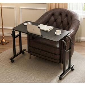 LINGMI Recliner Table, Overbed Table with Wheels Adjustable Height and Length Over Bed Desk, Hospital Heavy Duty Metal Leg Laptop Stand Tray