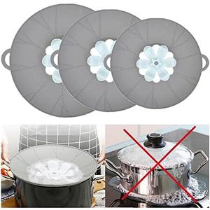 3pcs Silicone Lid Set, Microwave Splatter Cover, Reusable Heat Resistant Lids, Boil Safeguard, Spill Stopper, Multi-Function Kitchen Covers, Fridge Dishwasher Safe