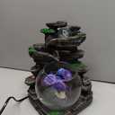 Tabletop Water Fountain with Fish Tank and LED Lights – Nature-Inspired Rock Waterfall for Indoor Home or Office Decor (F-567240810911-A)(F-567240810911-