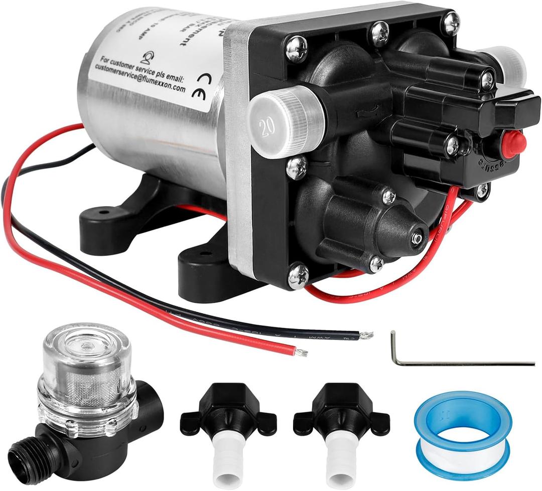 RV Water Pump 4008-101-A65/E65 Replacement, 3.0 GPM 55PSI, 12V DC Quiet RV Fresh Water Pump with Pressure Switch for Camper RV Shower Garden Industrial Yacht Food Truck Travel Trailer