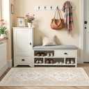 2x5 Rug Runner Washable for Entryway, Soft Bathroom Rugs with Non-Slip Backing,Vintage Low Pile Stair Runner, Small Kitchen Carpet for Hallways, Laundry Room(Cream/Beige,2'x5')