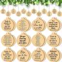 24 Pcs Spanish Christian Ornaments Religious Wooden Hanging Christian for Christmas Tree Nativity Scene for Pastor Church Members Church Baptism Decor