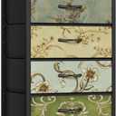 Furnulem Retro 5 Drawers Dresser, Tall Dressers for Bedroom, Closet, Hallway, Nursery, Fabric Storage Tower Organizer, Vertical Nightstand Side Table Furniture, Steel Frame, Wood Top (Vintage Floral)