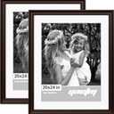 Yaetm 20x24 Picture Frame Matted to 16x20 Set of 2, 1.4" Wide Molding & Dark Brown Poster Frames for Wall Gallery, Home, Office, Wall Mount (2 pack, Brown)