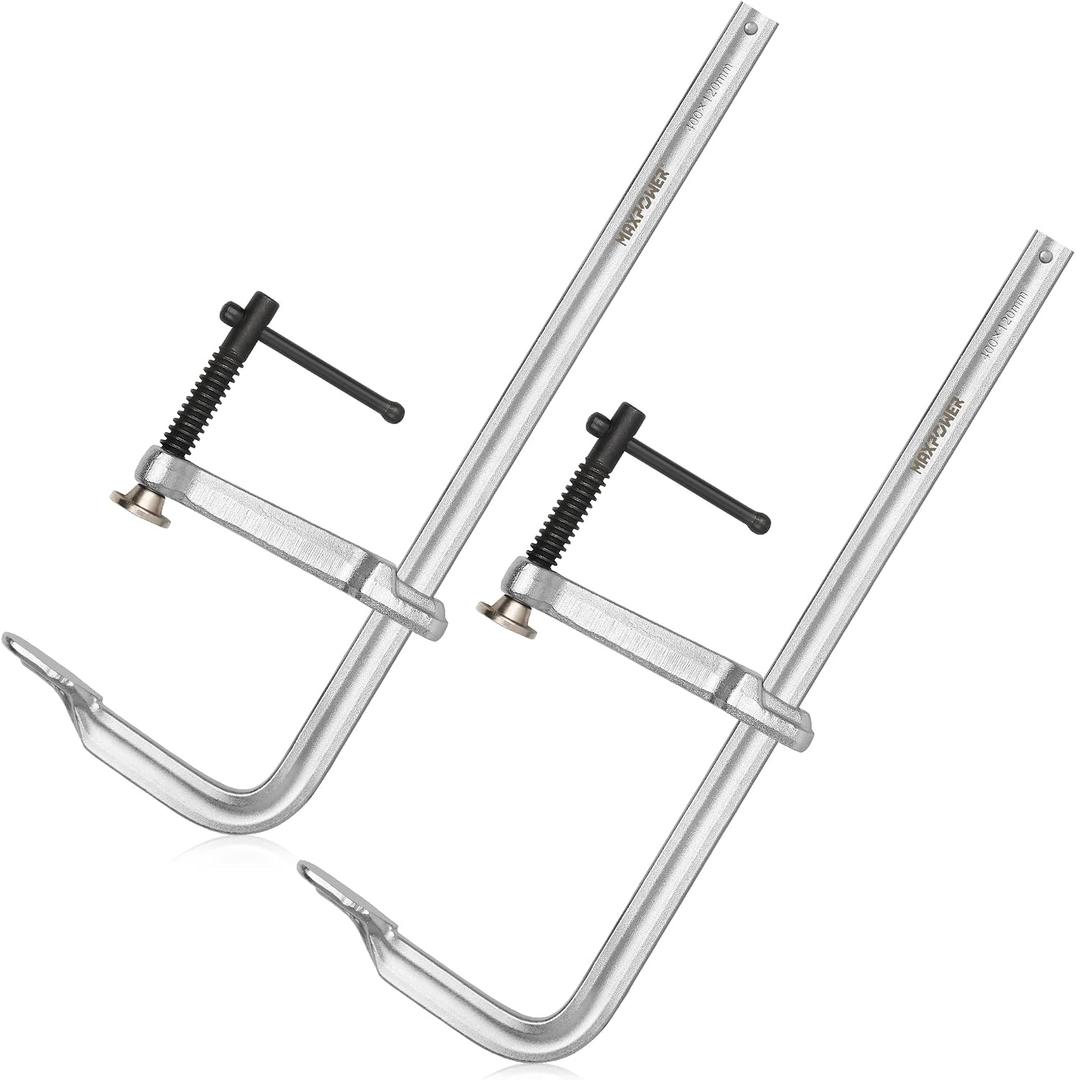 MAXPOWER 16-inch F Clamp, 4-3/4" Throat, Forged Full Steel Bar Clamp