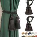 Fenghuangwu Curtain Tiebacks Handmade Decorative Curtain Holdbacks Rope with Tassel (Charcoal, 2P)