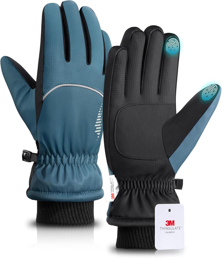rivmount Winter Gloves with Waterproof/Touchscreen/Warm, Thermal Snow Glove for Cold Weather Running, Ski, Cycling, Women Men (Medium, Navy Blue)
