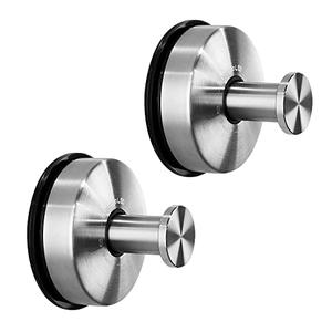 Suction Cup Hooks Suction Shower Hook Bathroom Towel Hanger for Shower Storage Kitchen Utensil Stainless Steel, Brushed Finish, 2PCS